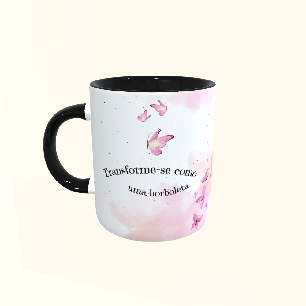 Caneca de Cerâmica Transforme-se como uma borboleta