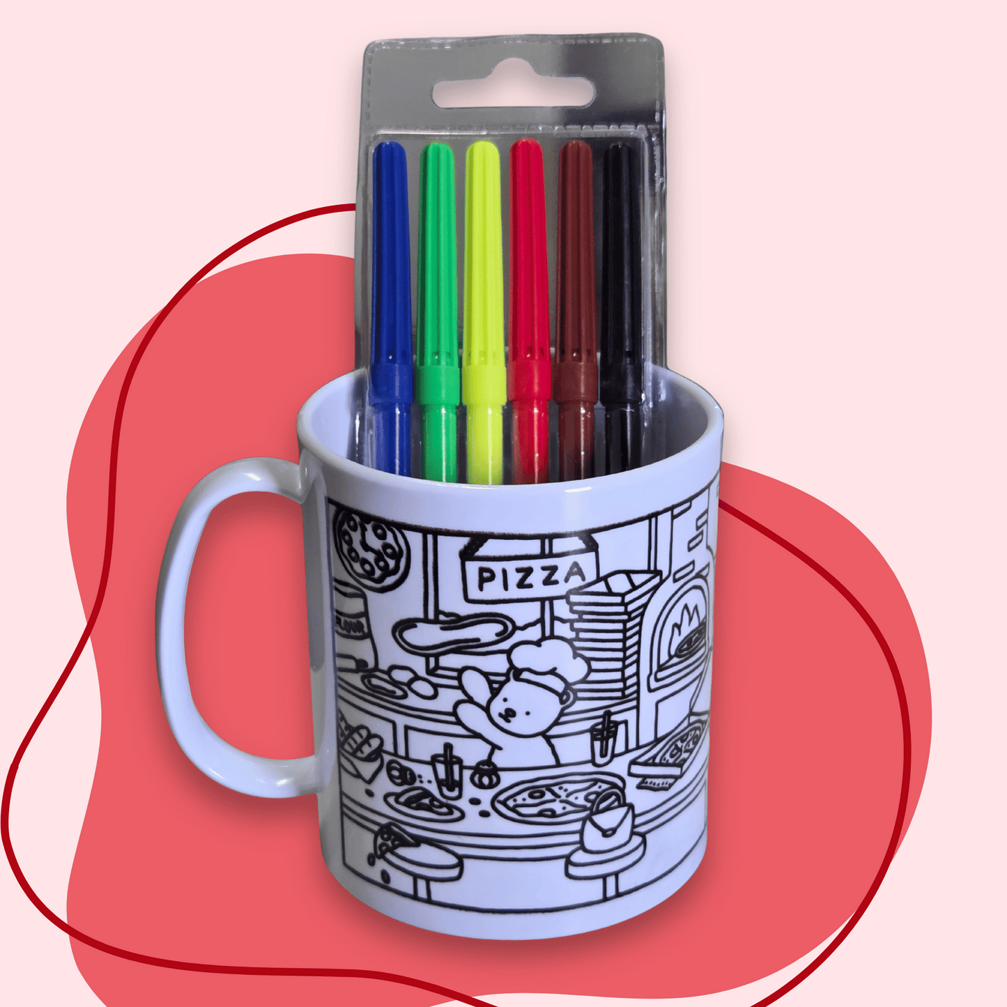 Kit Caneca Polímero + Canetinhas Pintar e Lavar B Goods - Dia das Crianças