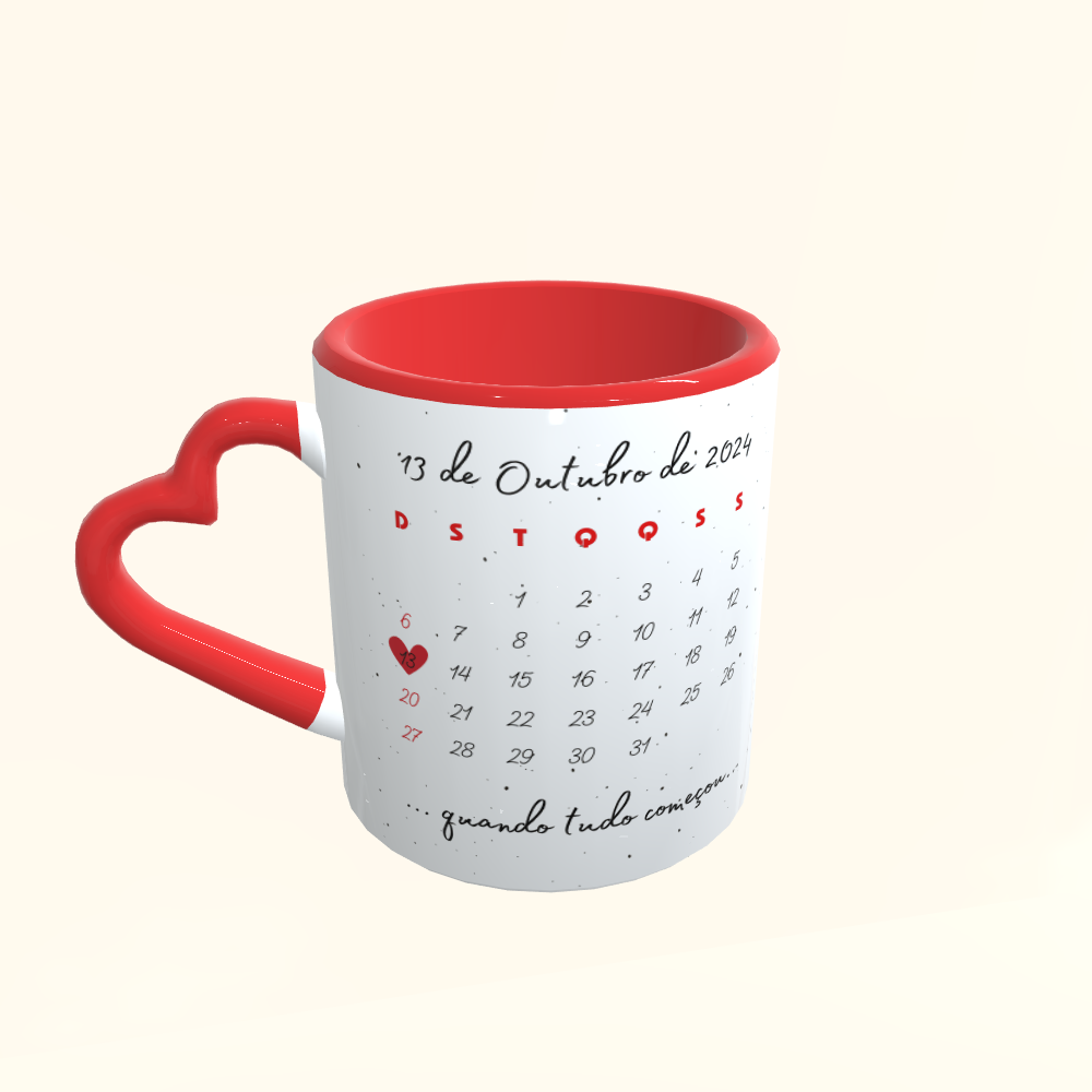 Caneca de Cerâmica Dia dos Namorados - Calendário Personalizado