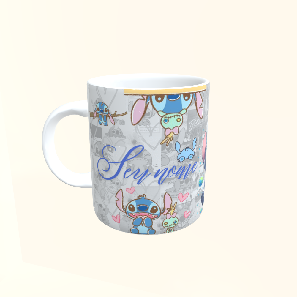 Caneca de Cerâmica Filmes - Stitch c/ Seu Nome