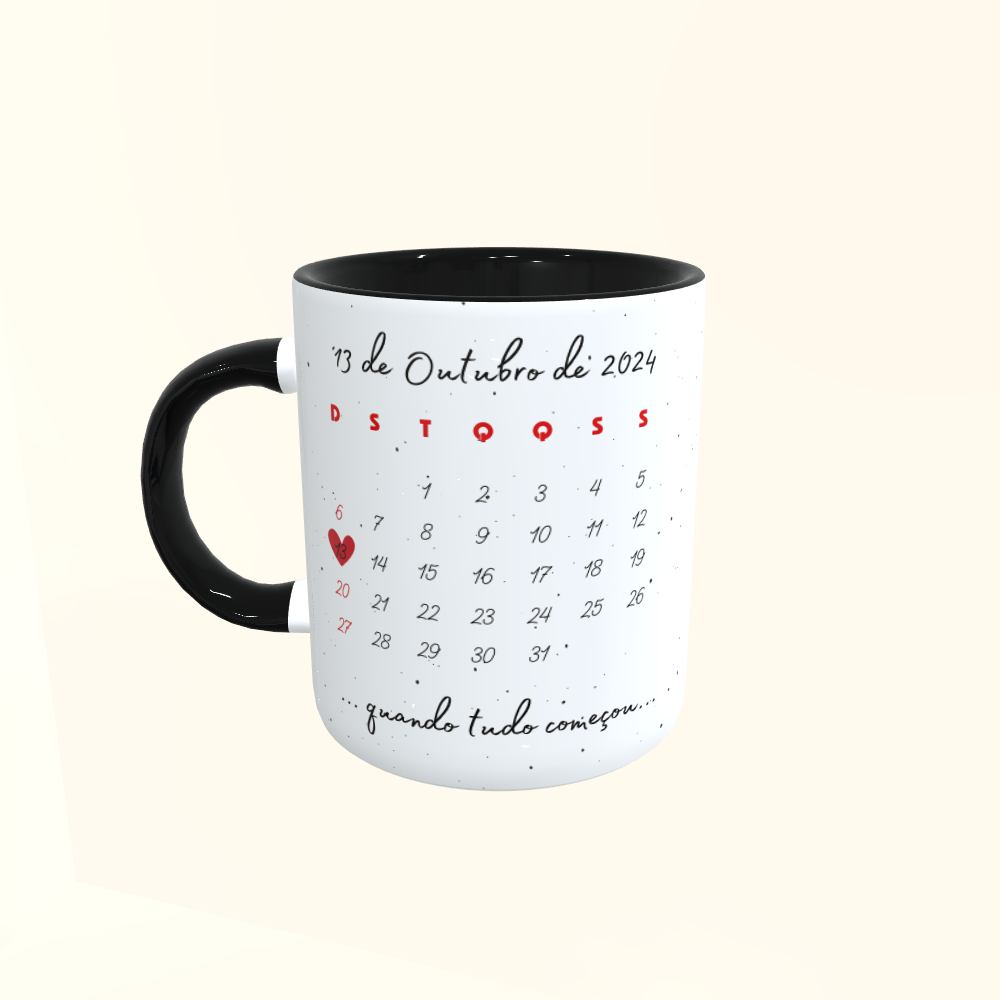 Caneca de Cerâmica Dia dos Namorados - Calendário Personalizado