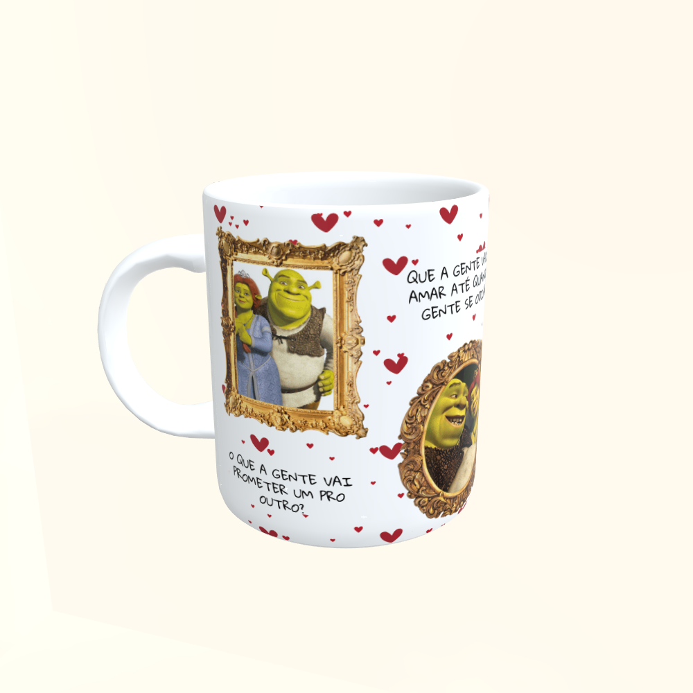 Caneca de Cerâmica Dia dos Namorados - Shrek & Fiona