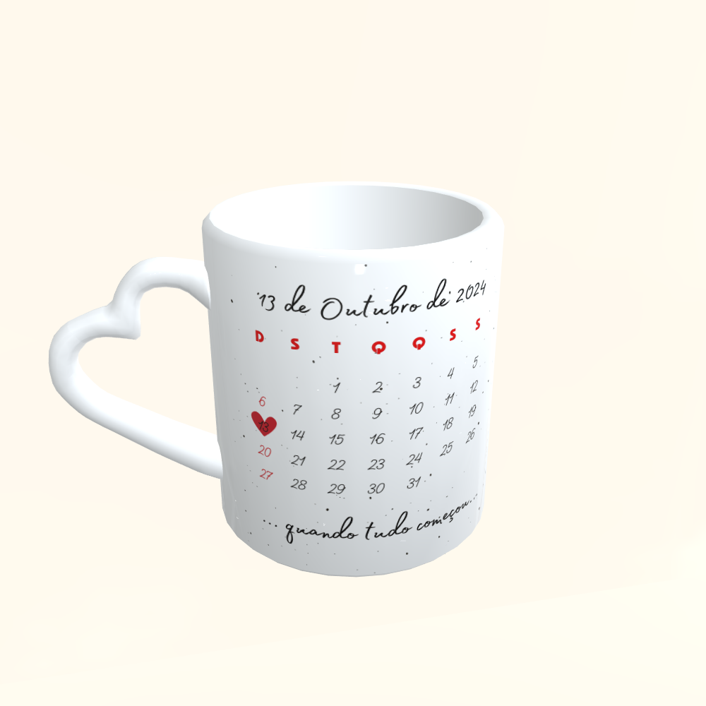 Caneca de Cerâmica Dia dos Namorados - Calendário Personalizado