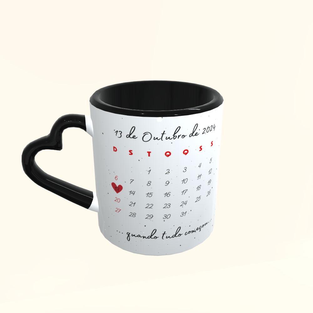 Caneca de Cerâmica Dia dos Namorados - Calendário Personalizado