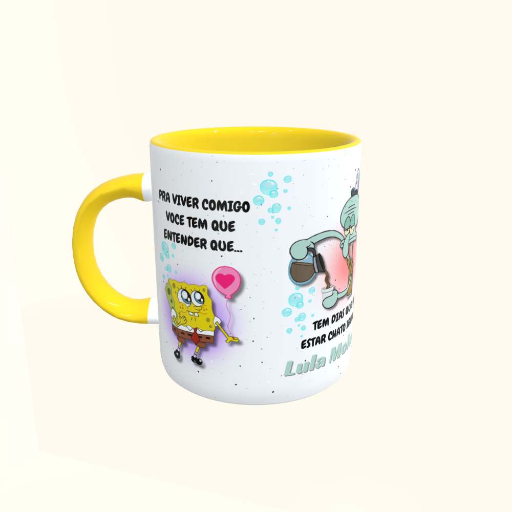 Caneca de Cerâmica Bob Esponja - Pra viver comigo