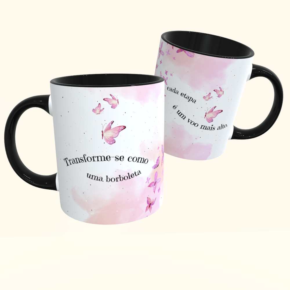 Caneca de Cerâmica Transforme-se como uma borboleta