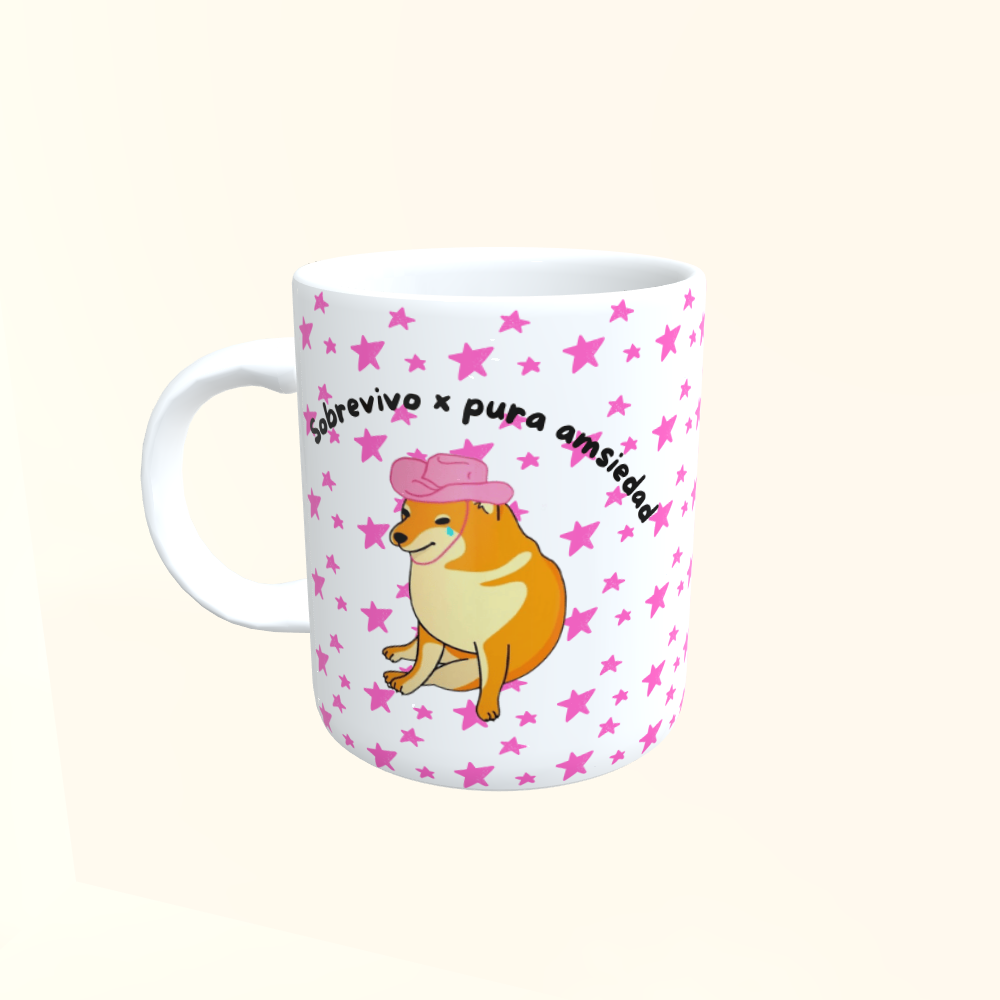 Caneca de Cerâmica Sobrevivo x pura amsiedad