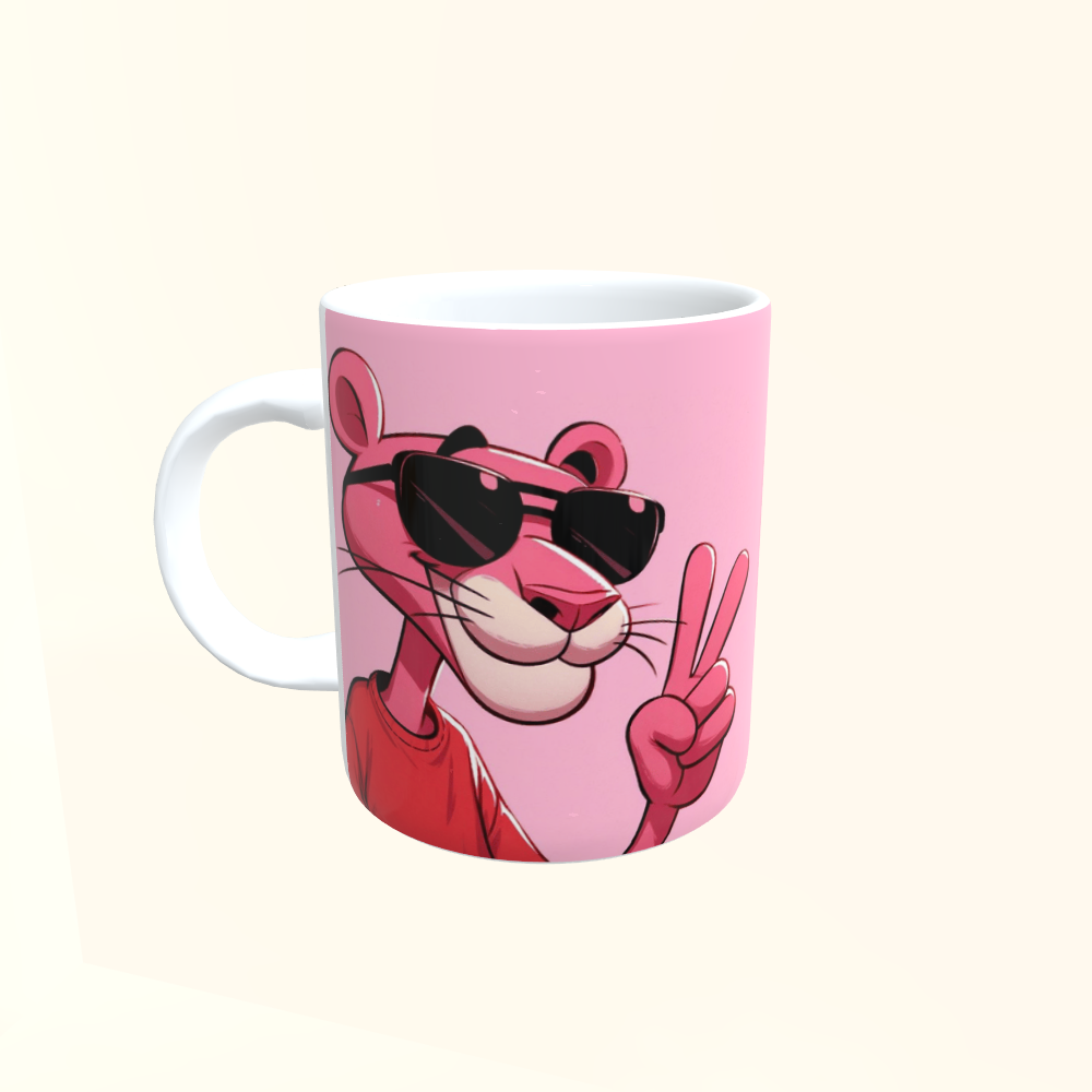 Caneca de Cerâmica Pantera Cor de Rosa - Foda-se