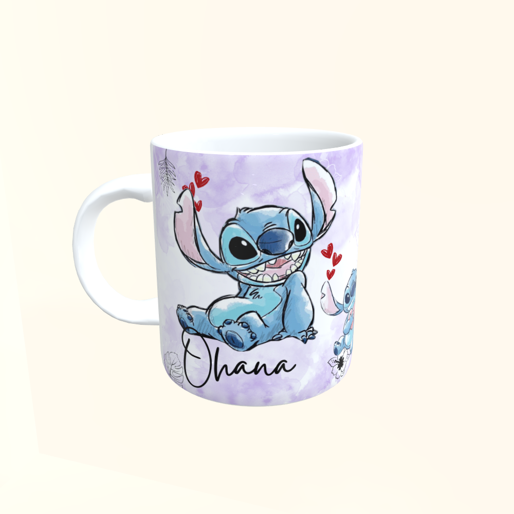 Caneca de Cerâmica Filmes - Stitch - Ohana
