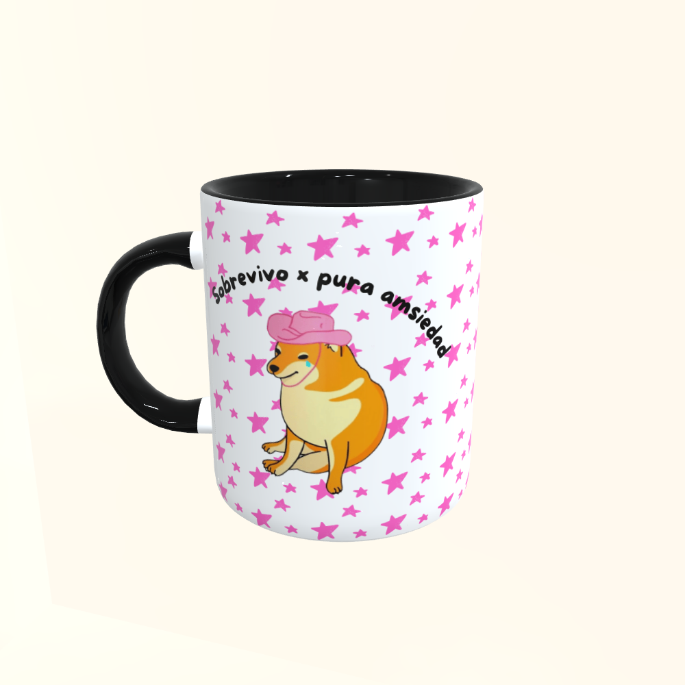 Caneca de Cerâmica Sobrevivo x pura amsiedad