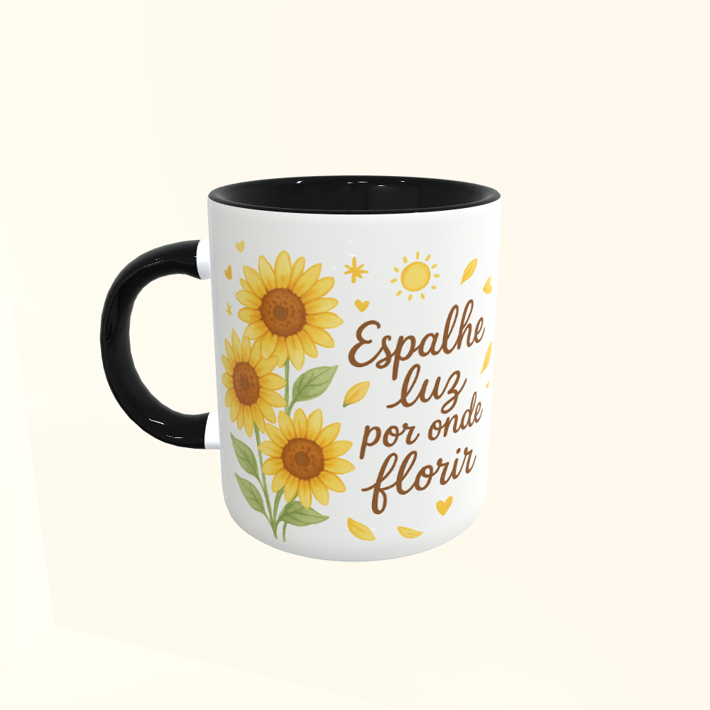 Caneca de Cerâmica Girassol - Seja Luz