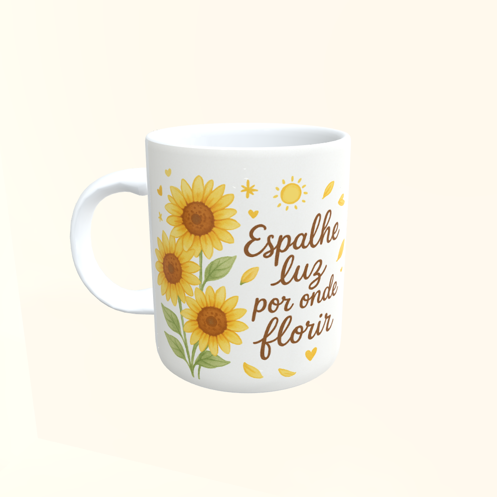 Caneca de Cerâmica Girassol - Seja Luz