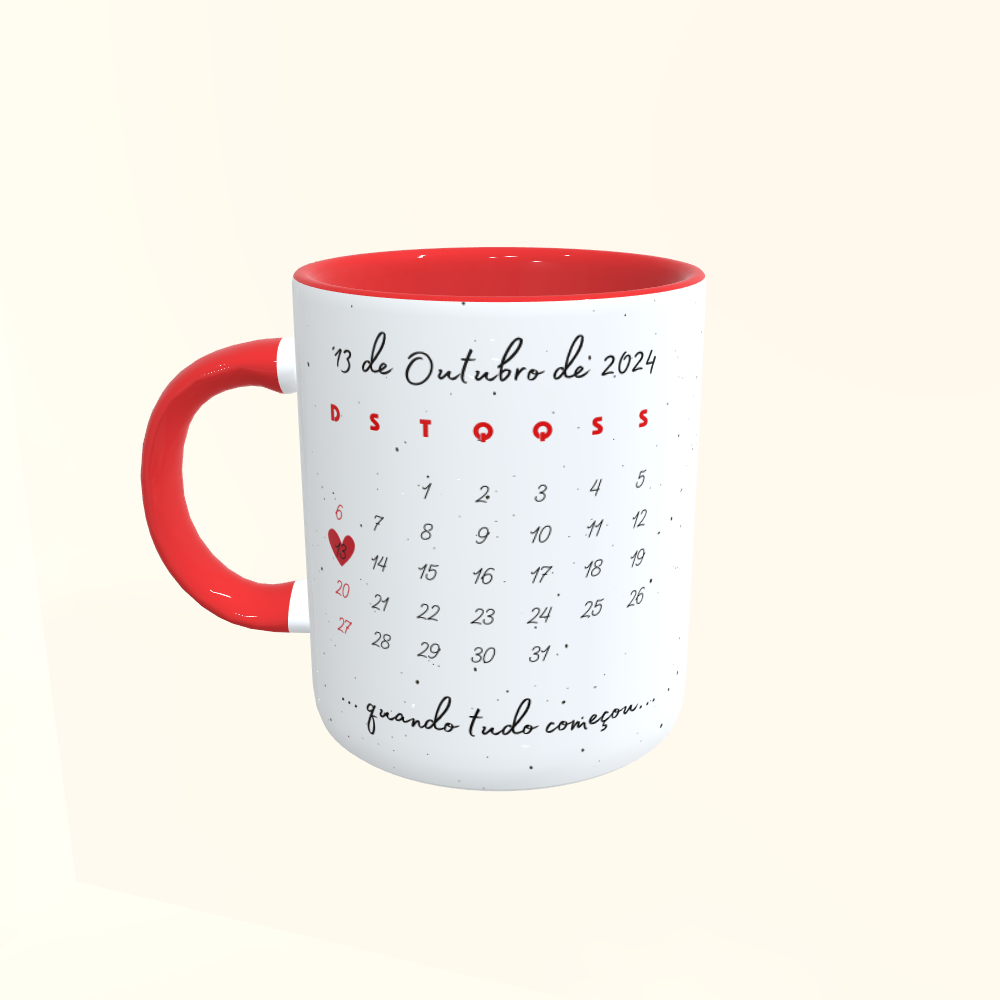 Caneca de Cerâmica Dia dos Namorados - Calendário Personalizado