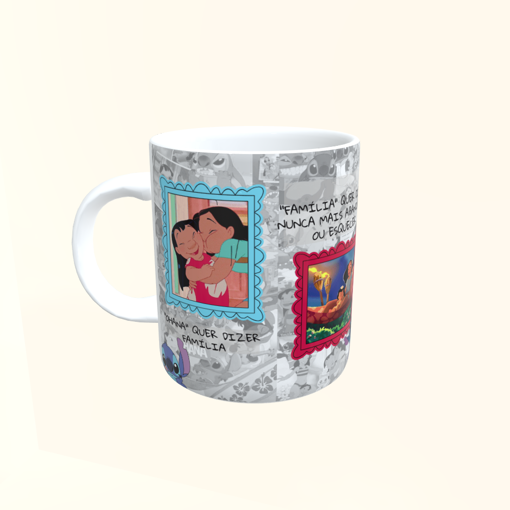 Caneca de Cerâmica Filmes - Lilo & Stitch - Ohana