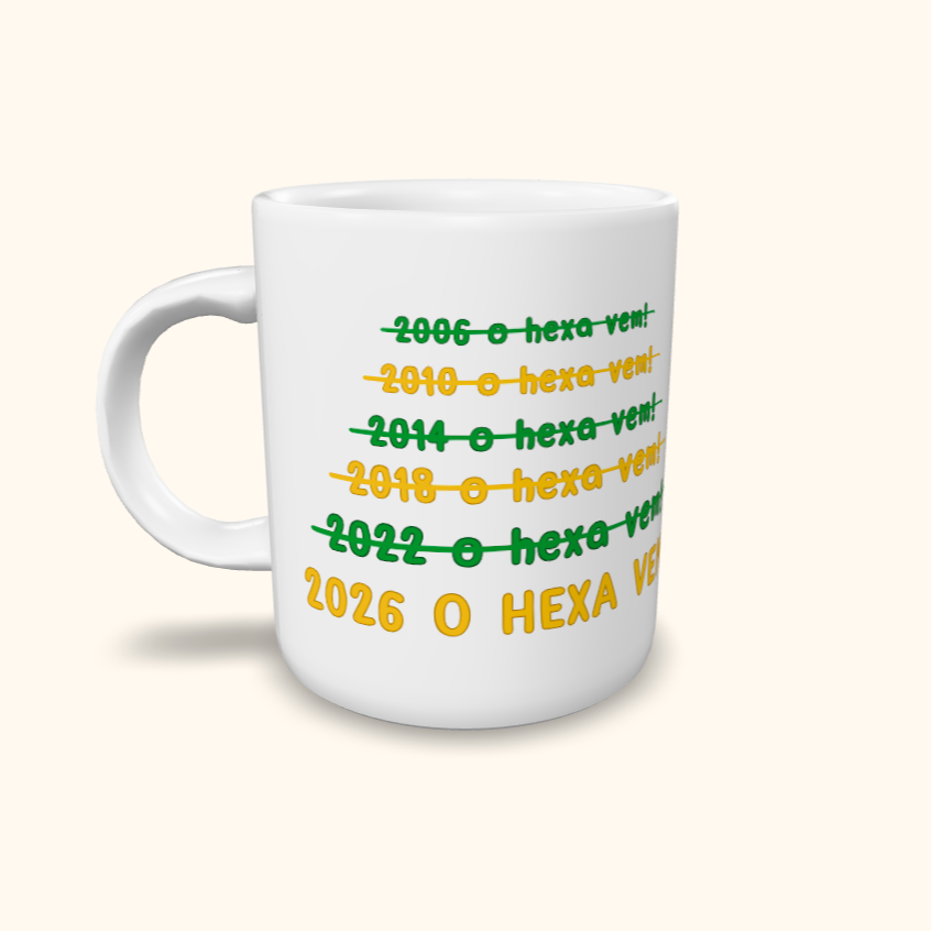 Caneca de Cerâmica 2026 o hexa vem!