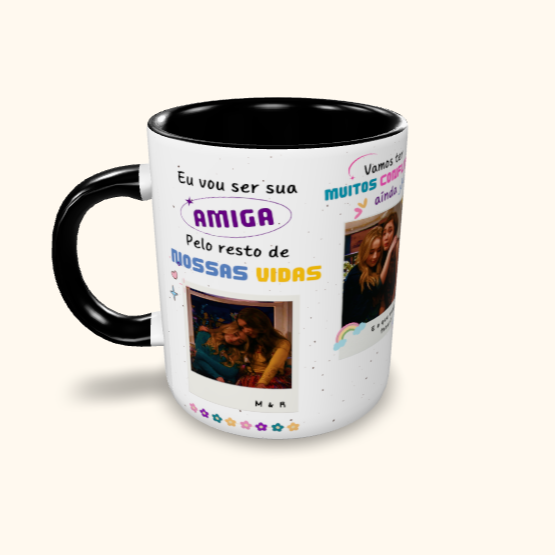 Caneca de Cerâmica Amiga pelo resto de nossas vidas - Garota conhece o mundo