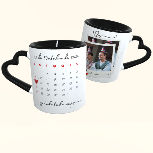Caneca de Cerâmica Dia dos Namorados - Calendário Personalizado