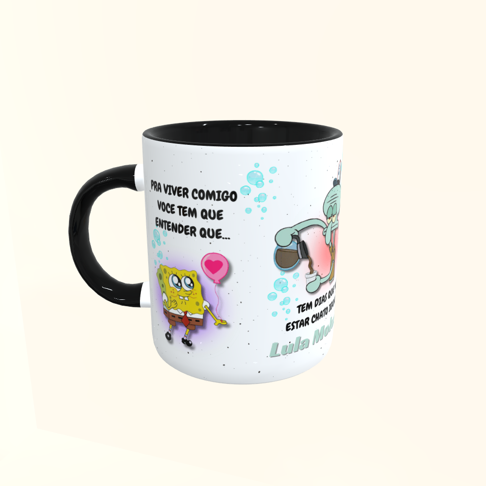 Caneca de Cerâmica Bob Esponja - Pra viver comigo