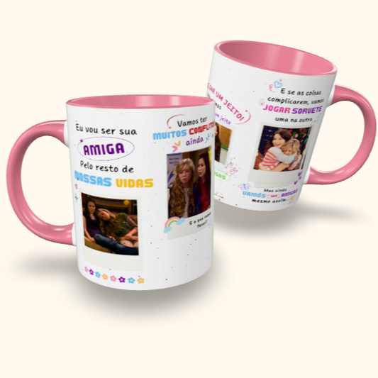 Caneca de Cerâmica Amiga pelo resto de nossas vidas - Carly e Sam (iCarly)