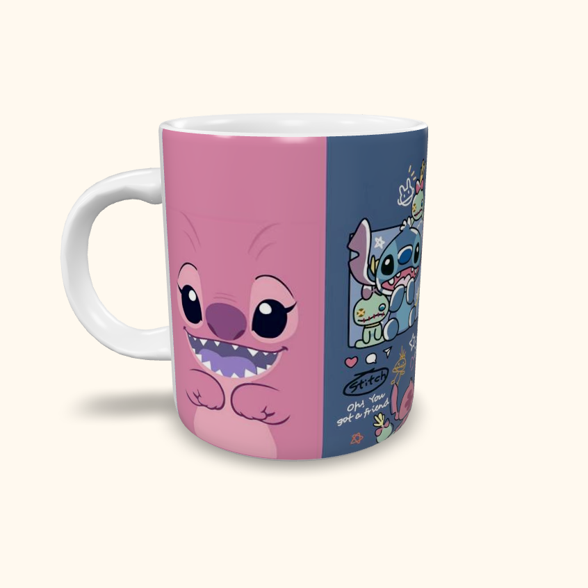 Caneca de Cerâmica Desenhos - Stitch & Angel