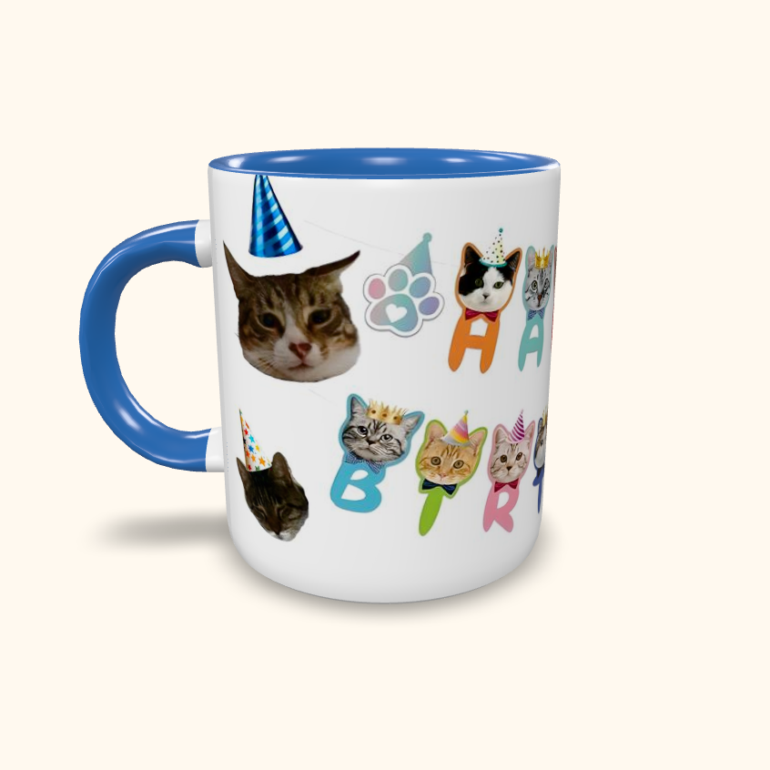 Caneca de Cerâmica Feliz Aniversário Gatinhos