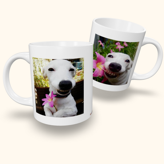 Caneca de Cerâmica Memes - Cachorro com flor