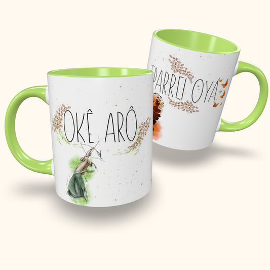 Caneca de Cerâmica Saudações - Oxóssi e Iansã