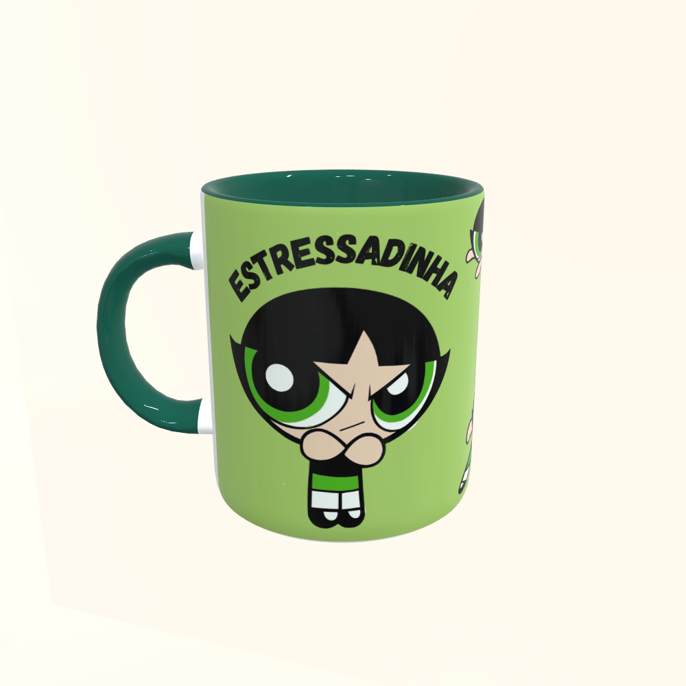 Caneca de Cerâmica Meninas Super Poderosas - Docinho Estressadinha Nervosinha