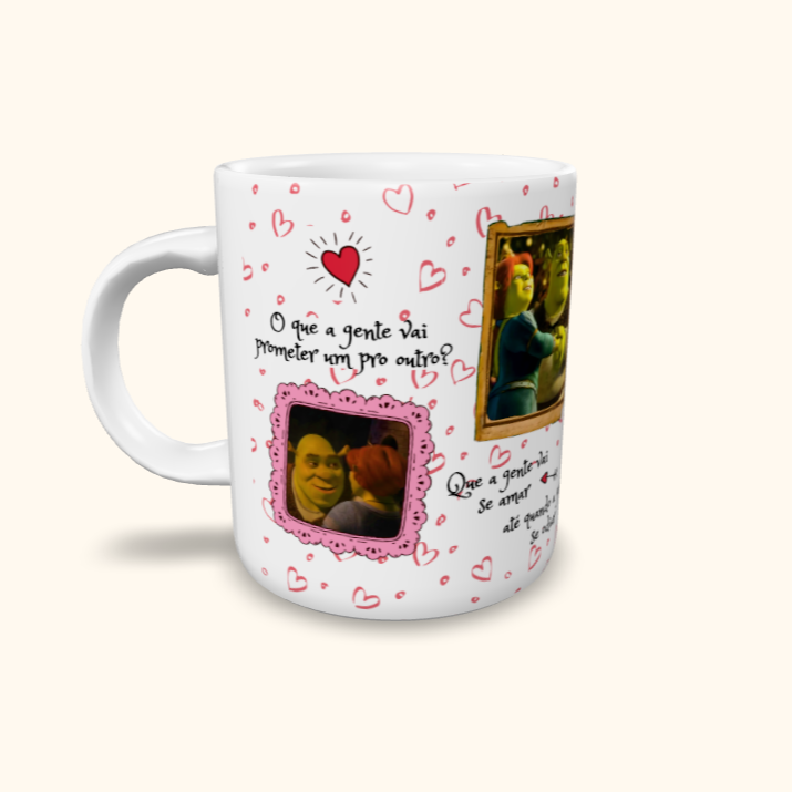Caneca de Cerâmica Shrek & Fiona - O que a gente vai prometer