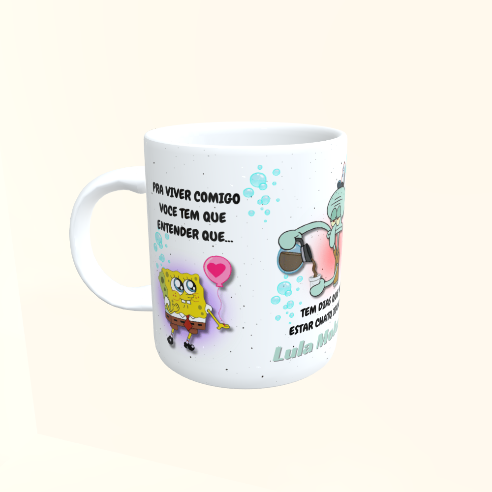 Caneca de Cerâmica Bob Esponja - Pra viver comigo