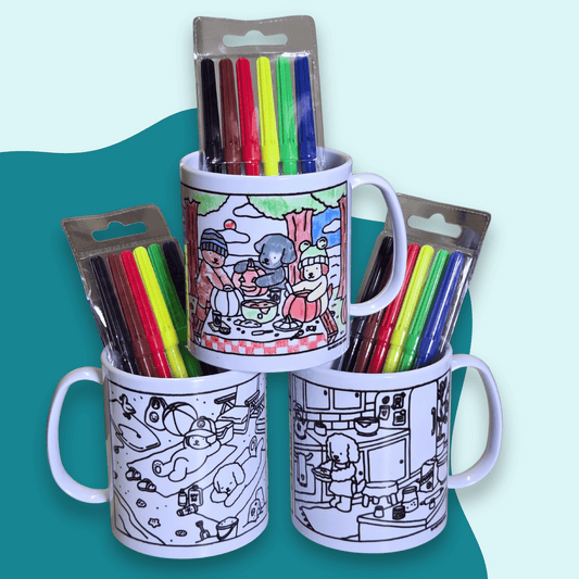 Kit Caneca Polímero + Canetinhas Pintar e Lavar B Goods - Dia das Crianças