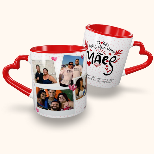 Caneca de Cerâmica Dia das Mães - Polaroids Personalizadas