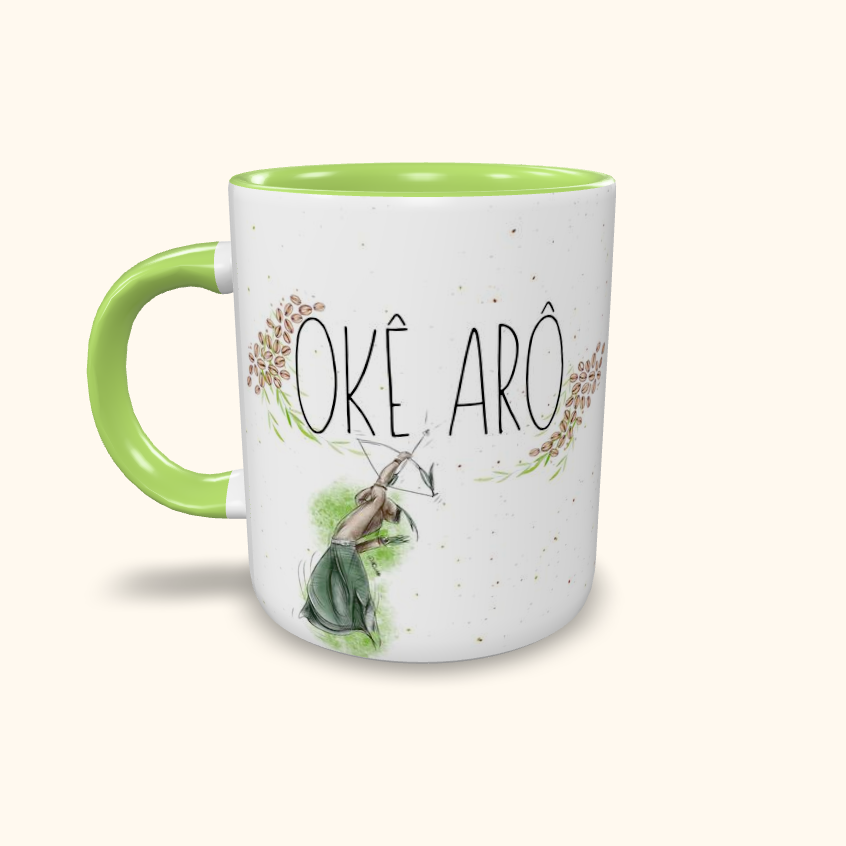 Caneca de Cerâmica Saudações - Oxóssi e Iansã