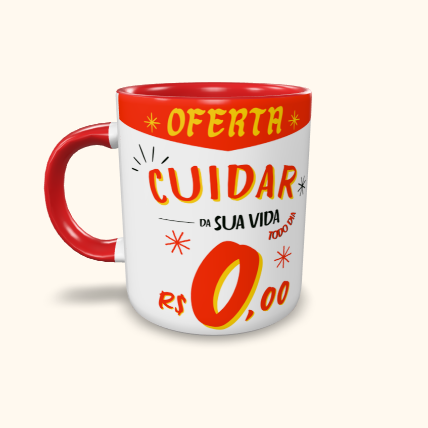 Caneca de Cerâmica OFERTA cuidar da sua vida