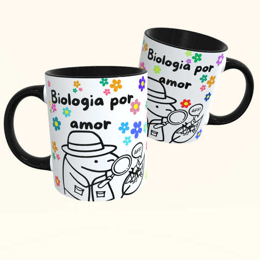 Caneca de Cerâmica Biologia por amor