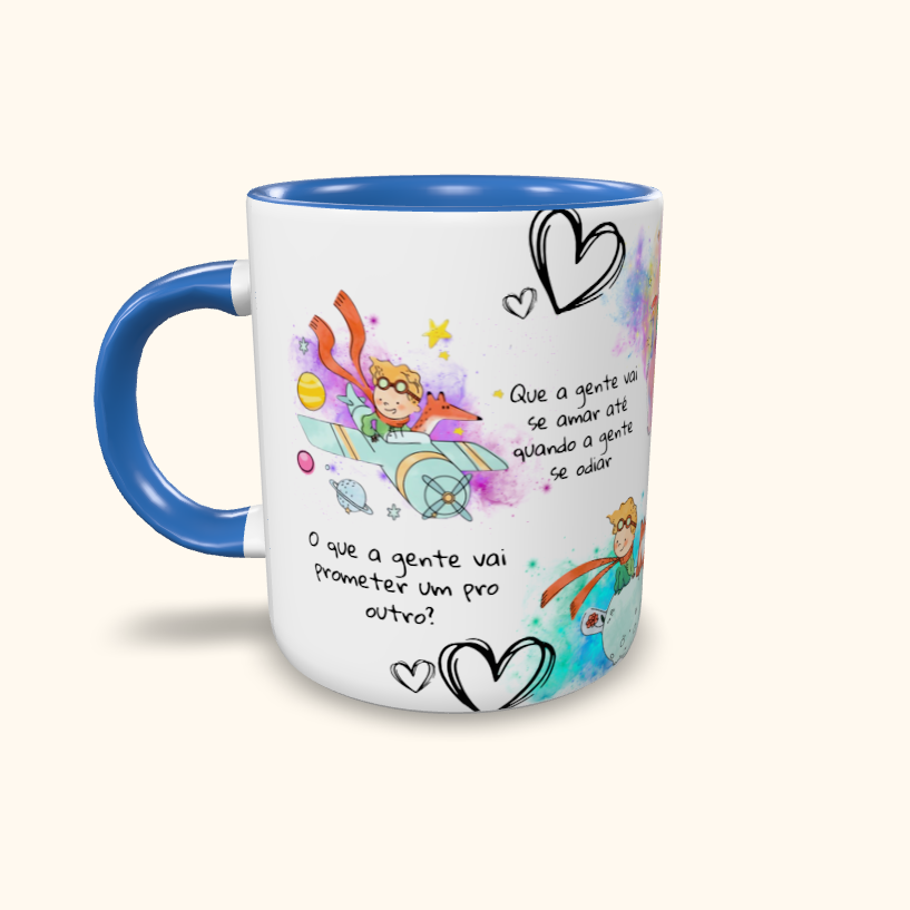 Caneca de Cerâmica Pequeno Príncipe Corações