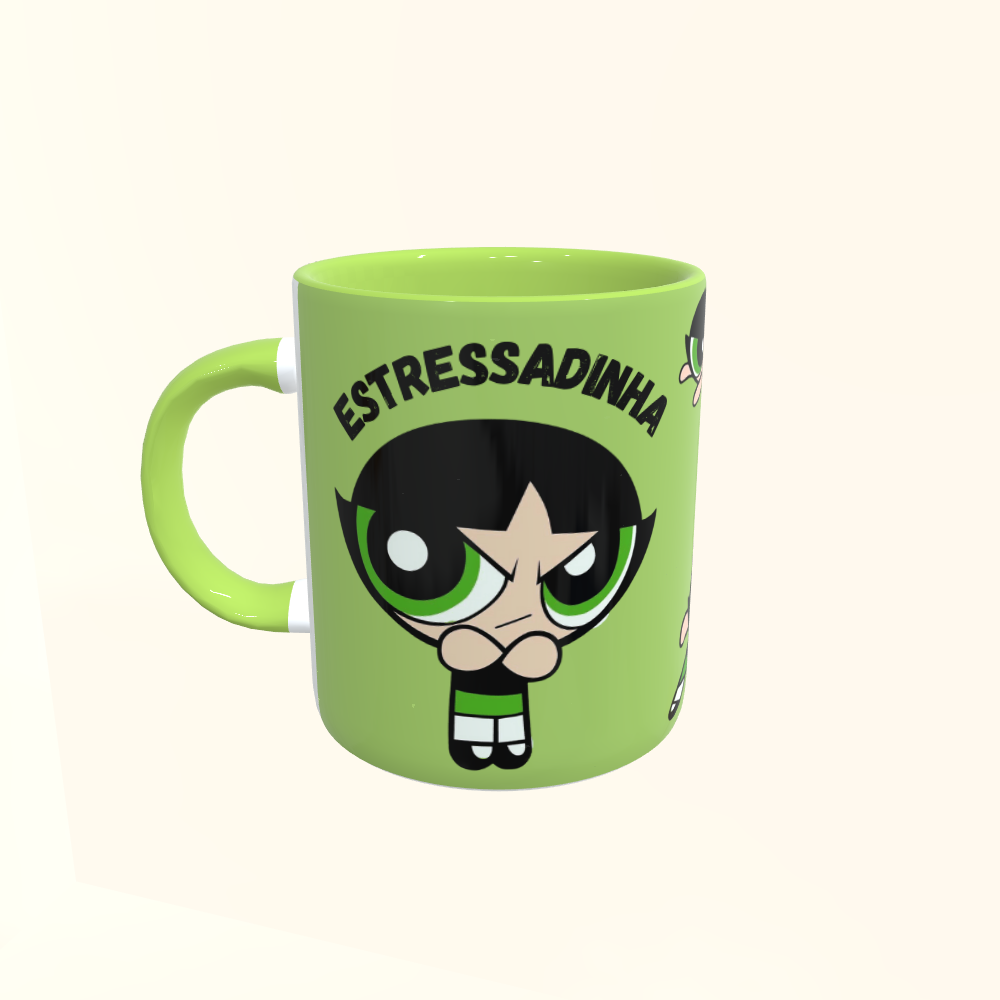 Caneca de Cerâmica Meninas Super Poderosas - Docinho Estressadinha Nervosinha