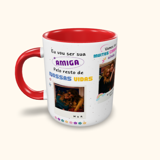 Caneca de Cerâmica Amiga pelo resto de nossas vidas - Garota conhece o mundo
