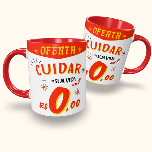 Caneca de Cerâmica OFERTA cuidar da sua vida