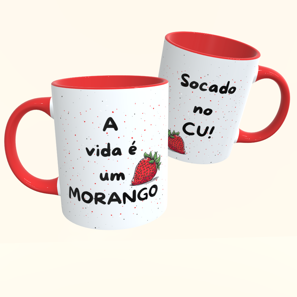 Caneca de Cerâmica A vida é um morango