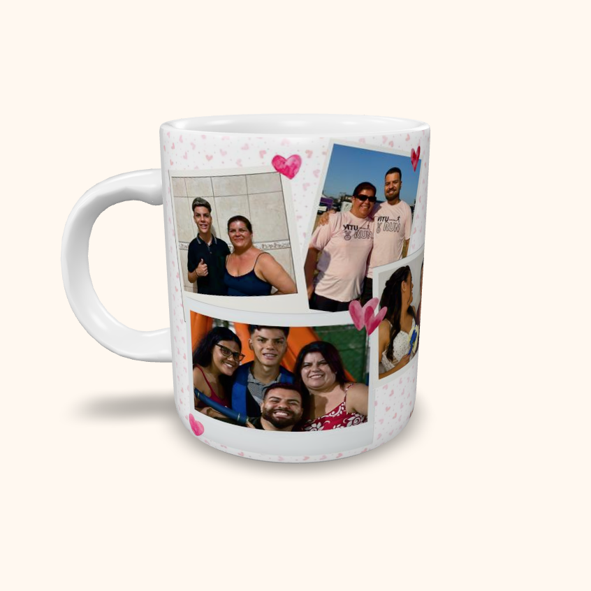 Caneca de Cerâmica Dia das Mães - Polaroids Personalizadas