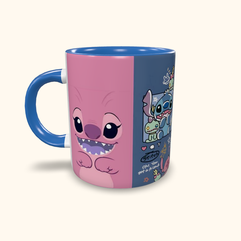 Caneca de Cerâmica Desenhos - Stitch & Angel