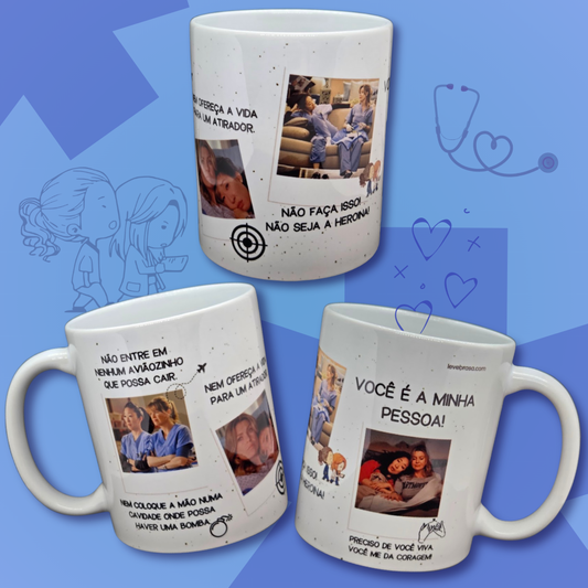 Caneca de Cerâmica Seriados - Grey's Anatomy - Meredith & Cristina Fotos