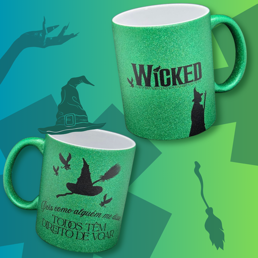Caneca Glitter Verde Wicked Elphaba
