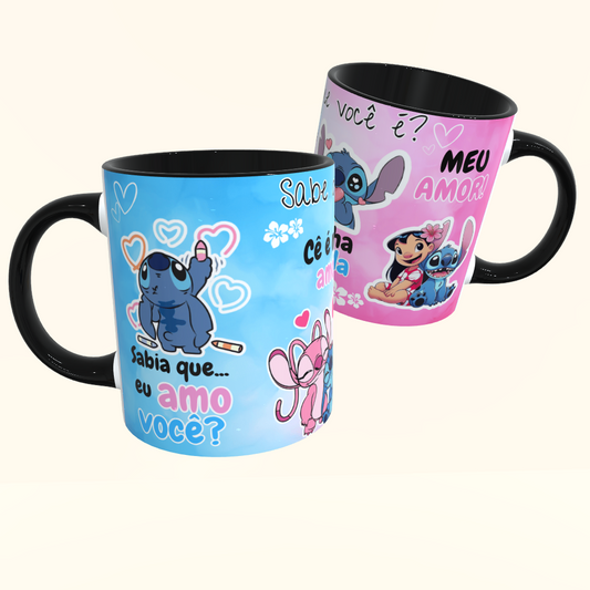 Caneca de Cerâmica Filmes - Stitch - Coração