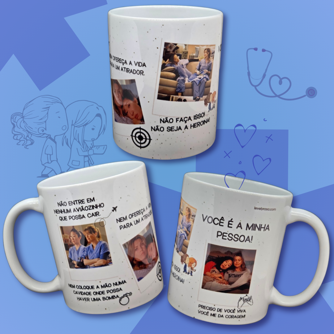 Caneca de Cerâmica Seriados - Grey's Anatomy - Meredith & Cristina Fotos