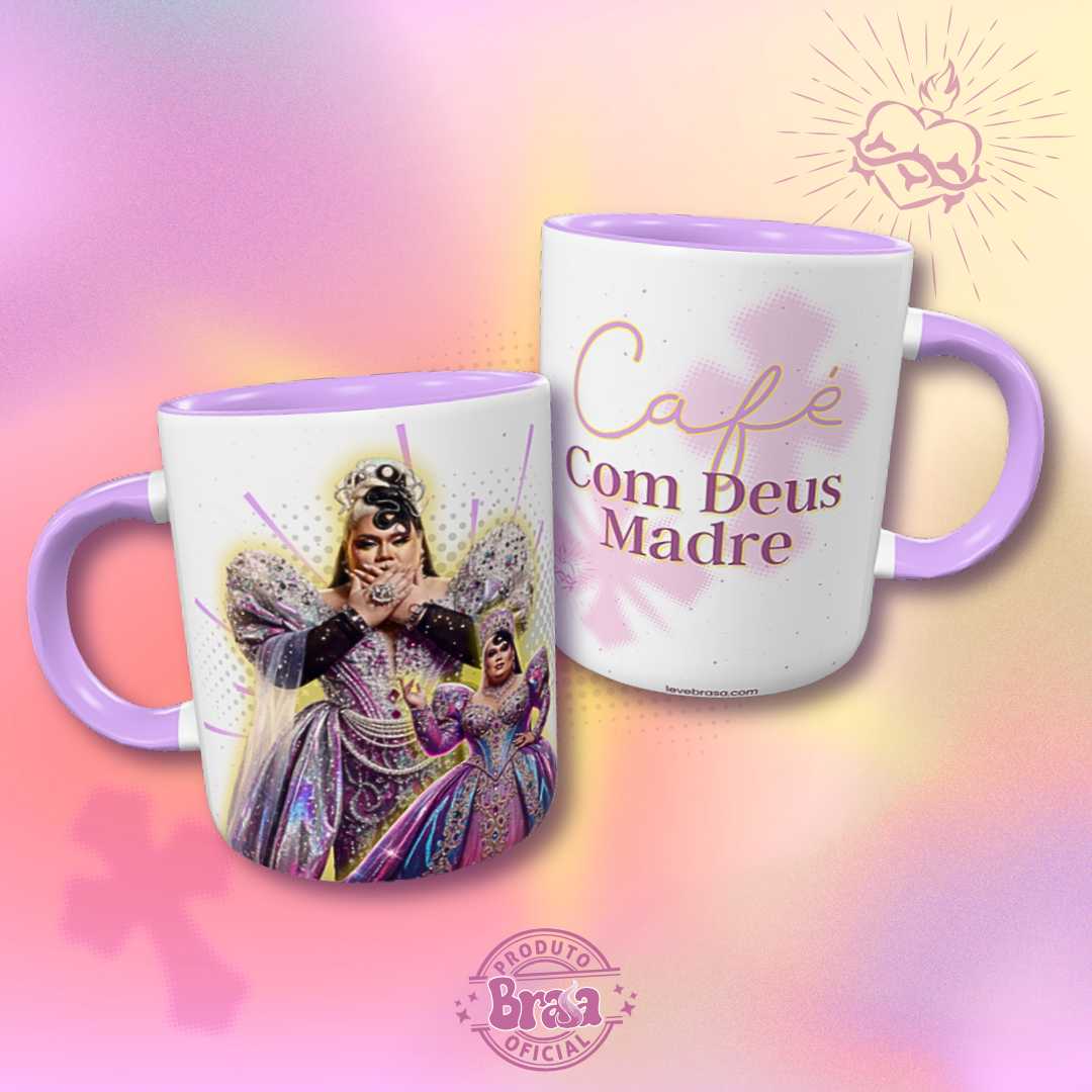 Caneca de Cerâmica Madrinha - Café com Deus Madre