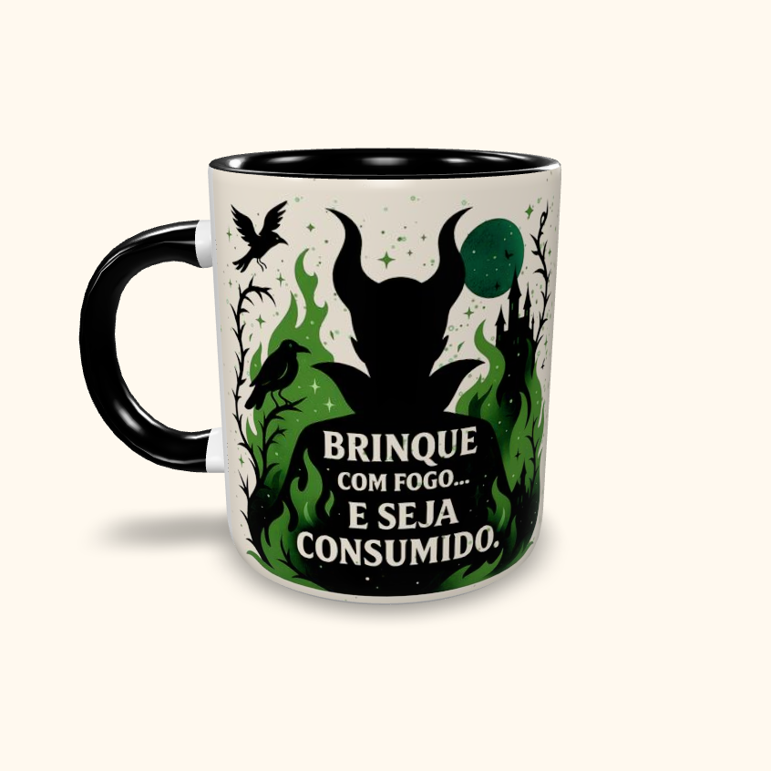 Caneca de Cerâmica Filmes - Malévola - Brinque com Fogo