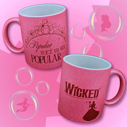 Caneca Glitter Rosa Wicked Glinda