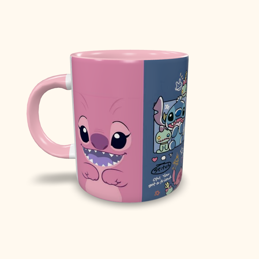 Caneca de Cerâmica Desenhos - Stitch & Angel